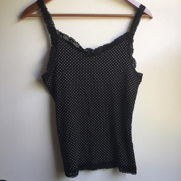 L.e.i. Y2K polka Dot Cami Tank Lace Straps Trim L - Picture 10 of 10